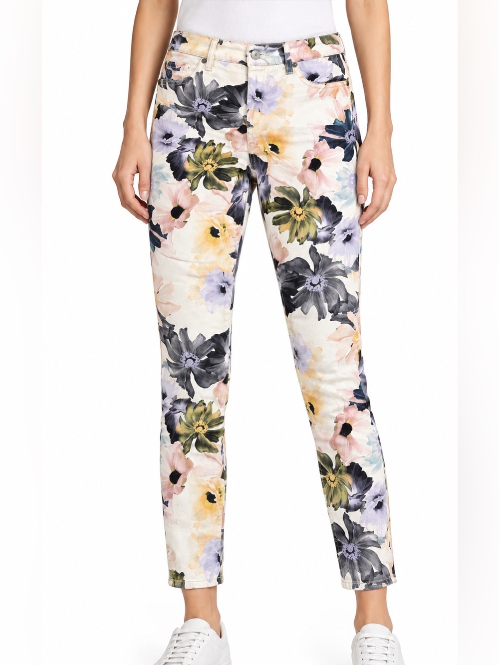 7 For All Mankind Floral Print Skinny Jeans Women’s Size 27 Stretch Made USA